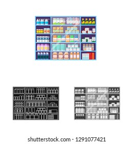Vector design of retail and healthcare logo. Set of retail and wellness stock vector illustration.