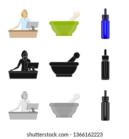 Vector design of retail and healthcare logo. Set of retail and wellness vector icon for stock.