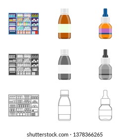 Vector design of retail and healthcare logo. Collection of retail and wellness stock symbol for web.