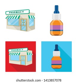 Vector design of retail and healthcare logo. Set of retail and wellness vector icon for stock.