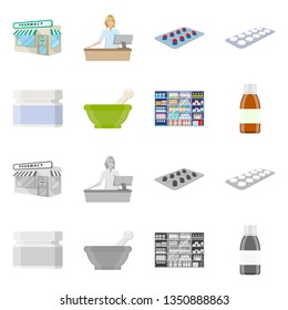 Vector design of retail and healthcare symbol. Collection of retail and wellness stock vector illustration.
