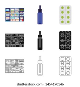 Vector design of retail and healthcare symbol. Set of retail and wellness stock vector illustration.