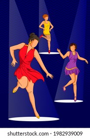 Vector design of retro age people enjoying and dancing in partyat club night lifestyle
