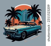 Vector design of a retro car for design purposes 114
