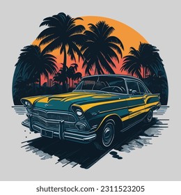 Vector design of a retro car for design purposes 12