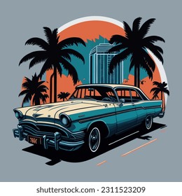 Vector design of a retro car for design purposes 114