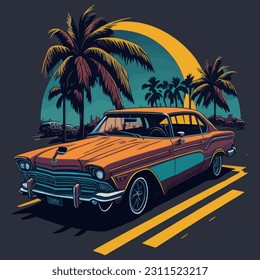 Vector design of a retro car for design purposes 15