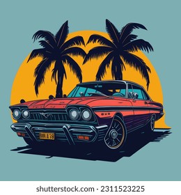 Vector design of a retro car for design purposes 10