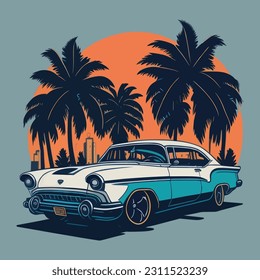 Vector design of a retro car for design purposes 11