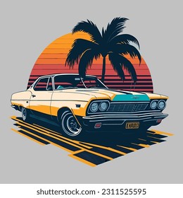 Vector design of a retro car for design purposes 22