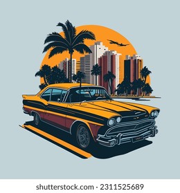 Vector design of a retro car for design purposes 23