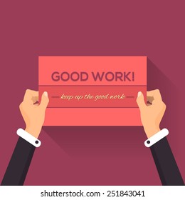 Vector Design Retro Good Work Lettering, Flat Long Shadow Style Car Hold Hands 