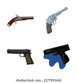 Vector design of revolver and pistol icon. Set of revolver and trigger stock vector illustration.