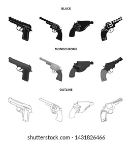 Vector design of revolver and pistol logo. Set of revolver and trigger vector icon for stock.
