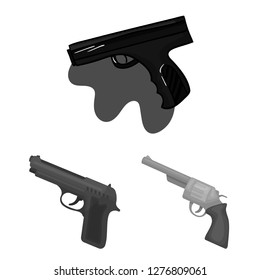 Vector design of revolver and pistol symbol. Collection of revolver and trigger stock symbol for web.