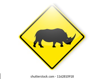 vector design of rhino wild animal sign