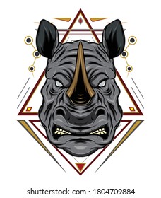 Vector design the rhinoceros head on the white background, Rhinoceros Logo, rhinoceros Head Tattoo, Vector rhinoceros head for your design.