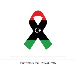 Vector design of ribbon flag of LIBYA on a white background, Editable Vector illustration of LIBYA flag, National Day design, vector design of Libya ribbon Flag, National day of Libya