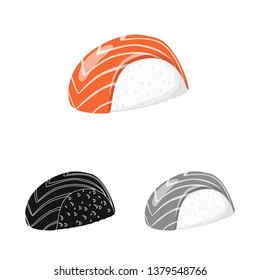 Vector design of rice and boiled  symbol. Set of rice and fish  vector icon for stock.
