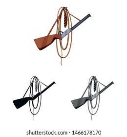 Vector design of rifle and whip symbol. Set of rifle and weapon vector icon for stock.
