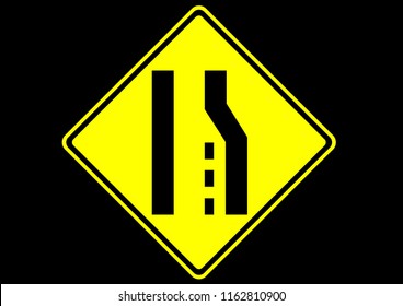 vector design of right lane ends traffic sign