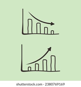 Vector design of rising and falling sales graphs