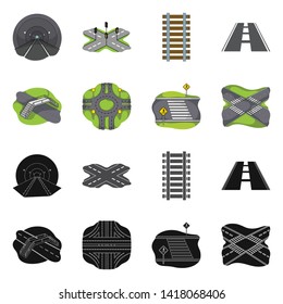 Vector design of road and street icon. Collection of road and highway stock vector illustration.
