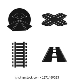 Vector design of road and street logo. Set of road and highway vector icon for stock.