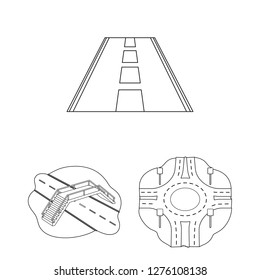 Vector design of road and street logo. Set of road and highway vector icon for stock.