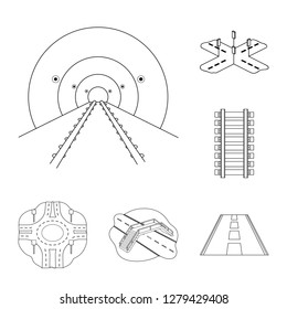 Vector design of road and street logo. Set of road and highway stock vector illustration.