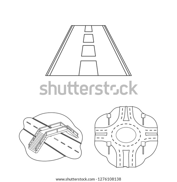 Vector design of road and street logo. Set of\
road and highway vector icon for\
stock.