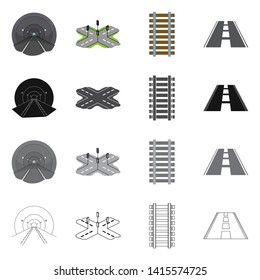 Vector design of road and street sign. Collection of road and highway vector icon for stock.