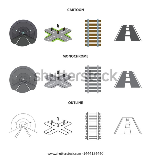 Vector design of road and street sign. Set of\
road and highway vector icon for\
stock.