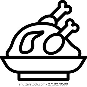 Estilo de ícone de frango assado do projeto do vetor