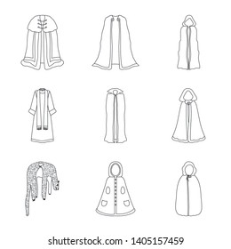 Vector design of robe and garment logo. Collection of robe and cloth stock vector illustration.