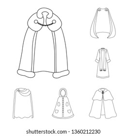 Vector design of robe and garment sign. Set of robe and cloth stock vector illustration.