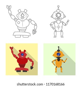 Vector design of robot and factory icon. Set of robot and space vector icon for stock.