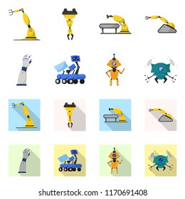Vector design of robot and factory icon. Set of robot and space vector icon for stock.