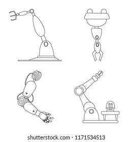 Vector design of robot and factory icon. Collection of robot and space stock vector illustration.