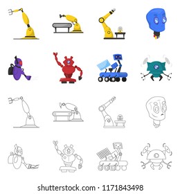 Vector design of robot and factory icon. Set of robot and space stock vector illustration.
