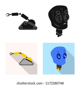 Vector design of robot and factory icon. Set of robot and space vector icon for stock.