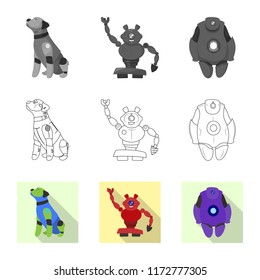 Vector design of robot and factory icon. Collection of robot and space stock symbol for web.