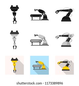 Vector design of robot and factory icon. Set of robot and space stock vector illustration.