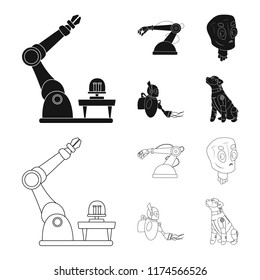 Vector design of robot and factory icon. Set of robot and space vector icon for stock.