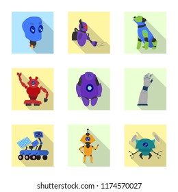Vector design of robot and factory icon. Set of robot and space stock symbol for web.