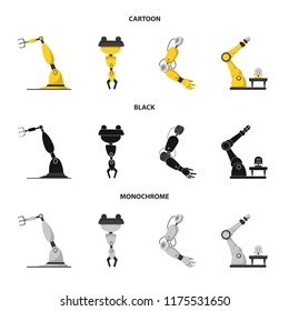 Vector design of robot and factory icon. Collection of robot and space stock vector illustration.