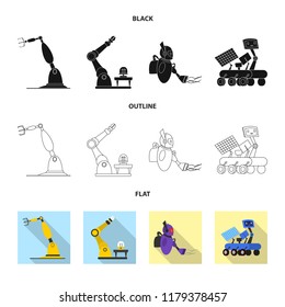 Vector design of robot and factory icon. Collection of robot and space vector icon for stock.