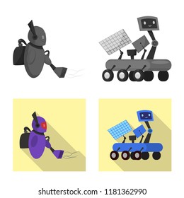 Vector design of robot and factory icon. Collection of robot and space vector icon for stock.