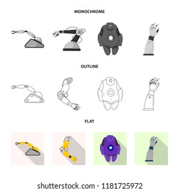 Vector design of robot and factory icon. Collection of robot and space stock vector illustration.