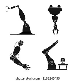 Vector design of robot and factory icon. Set of robot and space stock symbol for web.